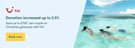 Save up to £700* per couple on Christmas getaways with TUI. Donation increased up to 2.5% Book now