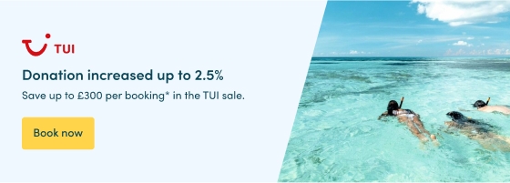 Save up to £300 per booking* in the TUI sale.  Donation increased up to 2.5%  Book now