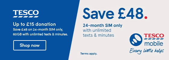 Save £48 on 24-month SIM only, 60GB with unlimted texts & minutes.  Up to £15 donation  Shop now