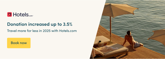 Travel more for less in 2025 with Hotels.com   Donation increased up to 3.5%  Book now